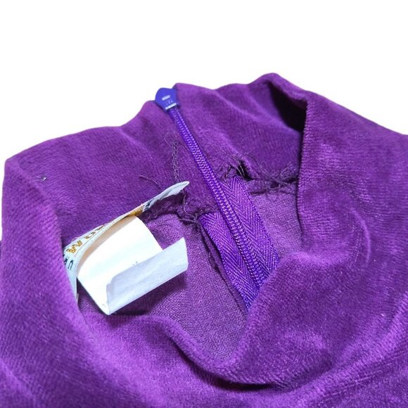 Purple Gingham Empire Waist Vintage Velvet Top Short Sleeve Maxi Dress Medium - Picture 5 of 8